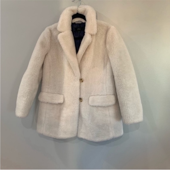 J. Crew Yuna Teddy Faux Fur Jacket in Cream medium - Picture 6 of 8